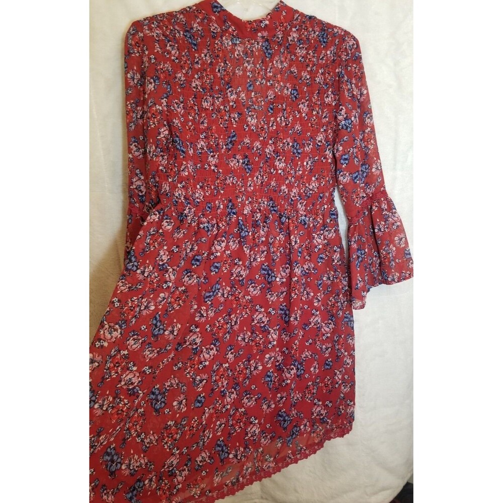 City Triangle Bohemian Peasant Mini Dress with Bell Sleeves Boho Size Large - Picture 13 of 13